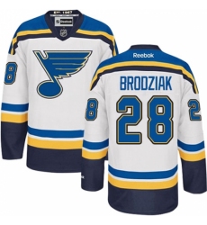 Men's Reebok St. Louis Blues #28 Kyle Brodziak Authentic White Away NHL Jersey