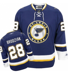 Men's Reebok St. Louis Blues #28 Kyle Brodziak Premier Navy Blue Third NHL Jersey