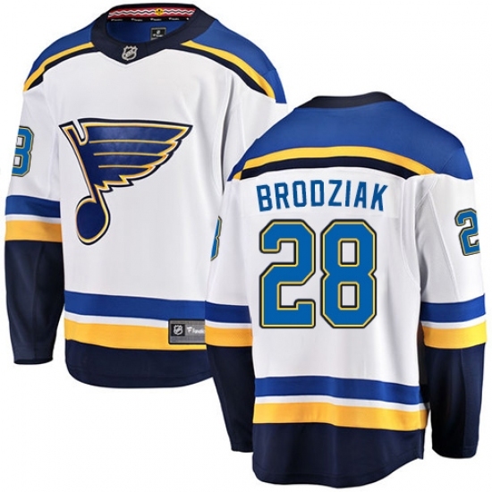 Youth St. Louis Blues #28 Kyle Brodziak Fanatics Branded White Away Breakaway NHL Jersey Youth St. Louis Blues #28 Kyle Brodziak Fanatics Branded White Away Breakaway NHL Jersey
