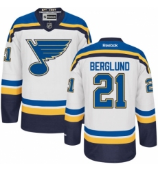Men's Reebok St. Louis Blues #21 Patrik Berglund Authentic White Away NHL Jersey