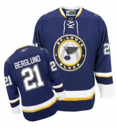 Women's Reebok St. Louis Blues #21 Patrik Berglund Authentic Navy Blue Third NHL Jersey