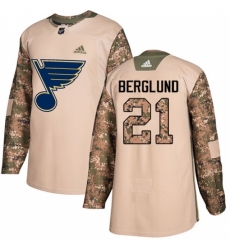 Youth Adidas St. Louis Blues #21 Patrik Berglund Authentic Camo Veterans Day Practice NHL Jersey