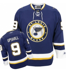 Men's Reebok St. Louis Blues #9 Scottie Upshall Authentic Navy Blue Third NHL Jersey