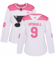 Women's Adidas St. Louis Blues #9 Scottie Upshall Authentic White/Pink Fashion NHL Jersey