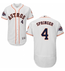 Men's Majestic Houston Astros #4 George Springer Authentic White Home 2017 World Series Champions Flex Base MLB Jersey