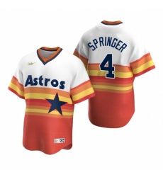 Men's Nike Houston Astros #4 George Springer White Orange Cooperstown Collection Home Stitched Baseball Jersey
