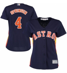 Women's Majestic Houston Astros #4 George Springer Replica Navy Blue Alternate Cool Base MLB Jersey