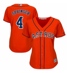 Women's Majestic Houston Astros #4 George Springer Replica Orange Alternate Cool Base MLB Jersey