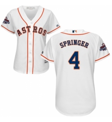 Women's Majestic Houston Astros #4 George Springer Replica White Home 2017 World Series Champions Cool Base MLB Jersey