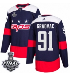 Men's Adidas Washington Capitals #91 Tyler Graovac Authentic Navy Blue 2018 Stadium Series 2018 Stanley Cup Final NHL Jersey