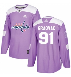 Men's Adidas Washington Capitals #91 Tyler Graovac Authentic Purple Fights Cancer Practice NHL Jersey