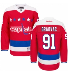 Men's Reebok Washington Capitals #91 Tyler Graovac Authentic Red Third NHL Jersey