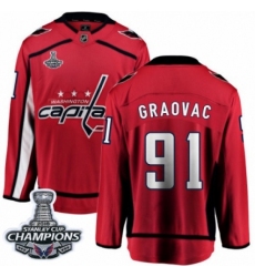 Men's Washington Capitals #91 Tyler Graovac Fanatics Branded Red Home Breakaway 2018 Stanley Cup Final Champions NHL Jersey