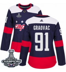 Women's Adidas Washington Capitals #91 Tyler Graovac Authentic Navy Blue 2018 Stadium Series 2018 Stanley Cup Final Champions NHL Jersey