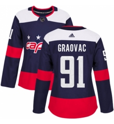 Women's Adidas Washington Capitals #91 Tyler Graovac Authentic Navy Blue 2018 Stadium Series NHL Jersey