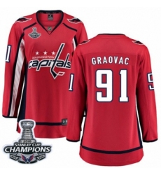 Women's Washington Capitals #91 Tyler Graovac Fanatics Branded Red Home Breakaway 2018 Stanley Cup Final Champions NHL Jersey