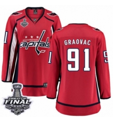 Women's Washington Capitals #91 Tyler Graovac Fanatics Branded Red Home Breakaway 2018 Stanley Cup Final NHL Jersey