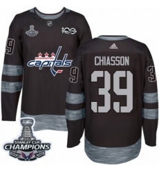 Men's Adidas Washington Capitals #39 Alex Chiasson Authentic Black 1917-2017 100th Anniversary 2018 Stanley Cup Final Champions NHL Jersey