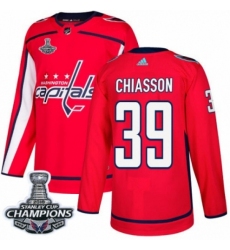 Men's Adidas Washington Capitals #39 Alex Chiasson Authentic Red Home 2018 Stanley Cup Final Champions NHL Jersey