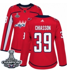 Women's Adidas Washington Capitals #39 Alex Chiasson Authentic Red Home 2018 Stanley Cup Final Champions NHL Jersey
