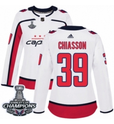 Women's Adidas Washington Capitals #39 Alex Chiasson Authentic White Away 2018 Stanley Cup Final Champions NHL Jersey
