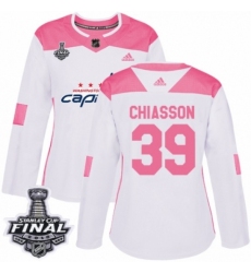 Women's Adidas Washington Capitals #39 Alex Chiasson Authentic White/Pink Fashion 2018 Stanley Cup Final NHL Jersey