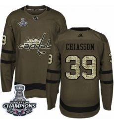 Youth Adidas Washington Capitals #39 Alex Chiasson Authentic Green Salute to Service 2018 Stanley Cup Final Champions NHL Jersey