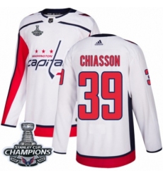 Youth Adidas Washington Capitals #39 Alex Chiasson Authentic White Away 2018 Stanley Cup Final Champions NHL Jersey
