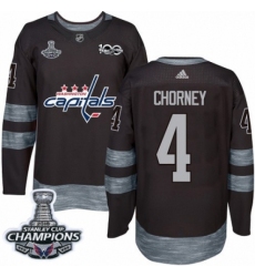 Men's Adidas Washington Capitals #4 Taylor Chorney Authentic Black 1917-2017 100th Anniversary 2018 Stanley Cup Final Champions NHL Jersey