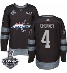 Men's Adidas Washington Capitals #4 Taylor Chorney Authentic Black 1917-2017 100th Anniversary 2018 Stanley Cup Final NHL Jersey