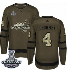 Men's Adidas Washington Capitals #4 Taylor Chorney Authentic Green Salute to Service 2018 Stanley Cup Final Champions NHL Jersey
