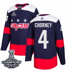 Men's Adidas Washington Capitals #4 Taylor Chorney Authentic Navy Blue 2018 Stadium Series 2018 Stanley Cup Final Champions NHL Jersey