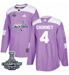 Men's Adidas Washington Capitals #4 Taylor Chorney Authentic Purple Fights Cancer Practice 2018 Stanley Cup Final Champions NHL Jersey