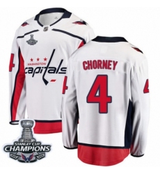 Men's Washington Capitals #4 Taylor Chorney Fanatics Branded White Away Breakaway 2018 Stanley Cup Final Champions NHL Jersey