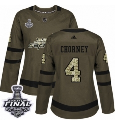 Women's Adidas Washington Capitals #4 Taylor Chorney Authentic Green Salute to Service 2018 Stanley Cup Final NHL Jersey