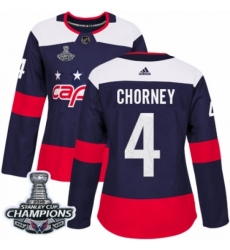 Women's Adidas Washington Capitals #4 Taylor Chorney Authentic Navy Blue 2018 Stadium Series 2018 Stanley Cup Final Champions NHL Jersey