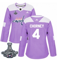 Women's Adidas Washington Capitals #4 Taylor Chorney Authentic Purple Fights Cancer Practice 2018 Stanley Cup Final Champions NHL Jersey