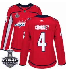 Women's Adidas Washington Capitals #4 Taylor Chorney Authentic Red Home 2018 Stanley Cup Final NHL Jersey