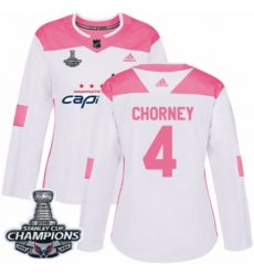 Women's Adidas Washington Capitals #4 Taylor Chorney Authentic White Pink Fashion 2018 Stanley Cup Final Champions NHL Jersey