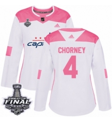 Women's Adidas Washington Capitals #4 Taylor Chorney Authentic White/Pink Fashion 2018 Stanley Cup Final NHL Jersey