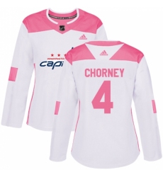 Women's Adidas Washington Capitals #4 Taylor Chorney Authentic White/Pink Fashion NHL Jersey