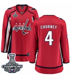 Women's Washington Capitals #4 Taylor Chorney Fanatics Branded Red Home Breakaway 2018 Stanley Cup Final Champions NHL Jersey