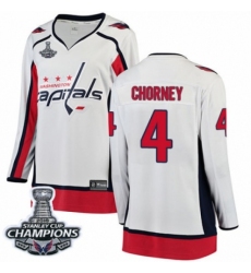 Women's Washington Capitals #4 Taylor Chorney Fanatics Branded White Away Breakaway 2018 Stanley Cup Final Champions NHL Jersey