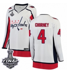 Women's Washington Capitals #4 Taylor Chorney Fanatics Branded White Away Breakaway 2018 Stanley Cup Final NHL Jersey