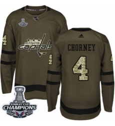 Youth Adidas Washington Capitals #4 Taylor Chorney Authentic Green Salute to Service 2018 Stanley Cup Final Champions NHL Jersey