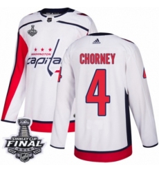 Youth Adidas Washington Capitals #4 Taylor Chorney Authentic White Away 2018 Stanley Cup Final NHL Jersey