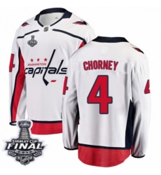 Youth Washington Capitals #4 Taylor Chorney Fanatics Branded White Away Breakaway 2018 Stanley Cup Final NHL Jersey