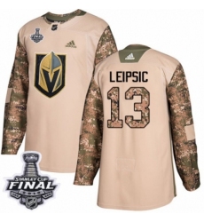 Men's Adidas Vegas Golden Knights #13 Brendan Leipsic Authentic Camo Veterans Day Practice 2018 Stanley Cup Final NHL Jersey