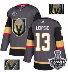 Men's Adidas Vegas Golden Knights #13 Brendan Leipsic Authentic Gray Fashion Gold 2018 Stanley Cup Final NHL Jersey