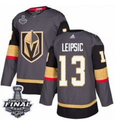 Men's Adidas Vegas Golden Knights #13 Brendan Leipsic Authentic Gray Home 2018 Stanley Cup Final NHL Jersey